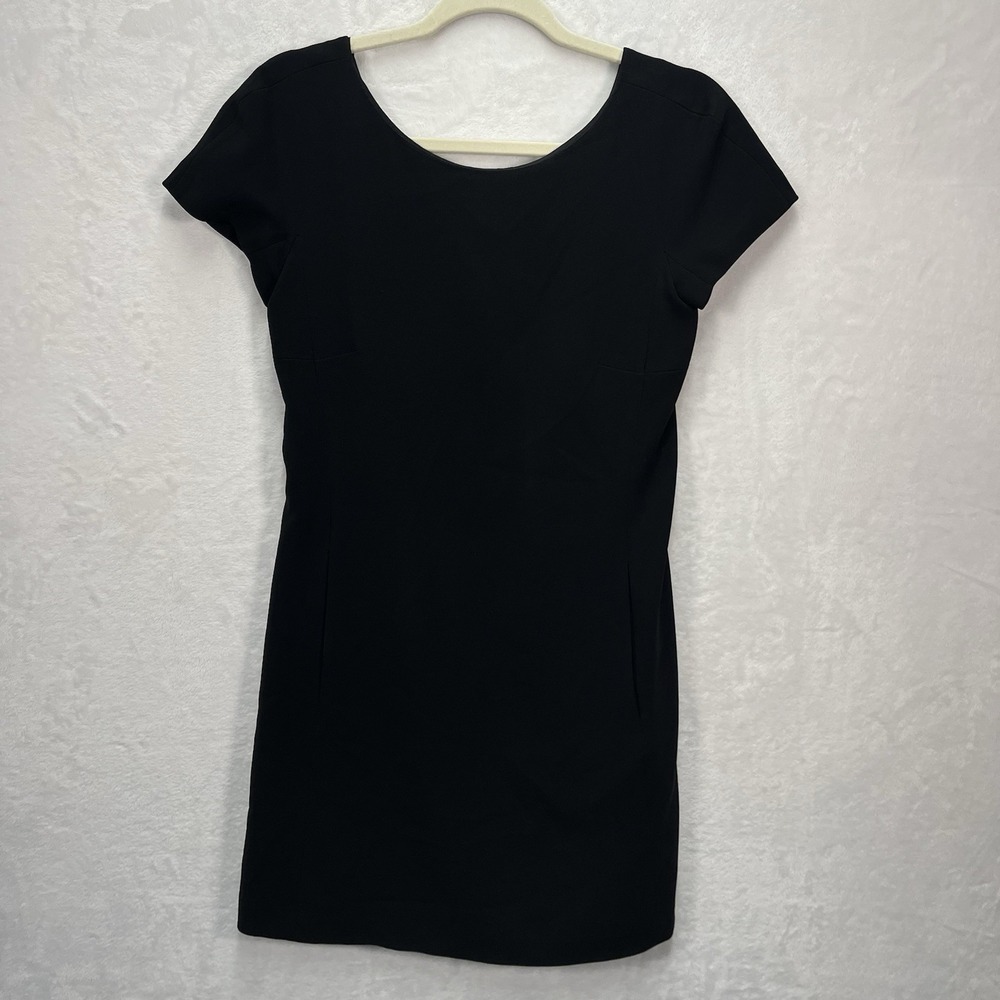 Theory Black Mini Dress Womens 0 Staple Minimal Cap Sleeve LBD Party Cocktail